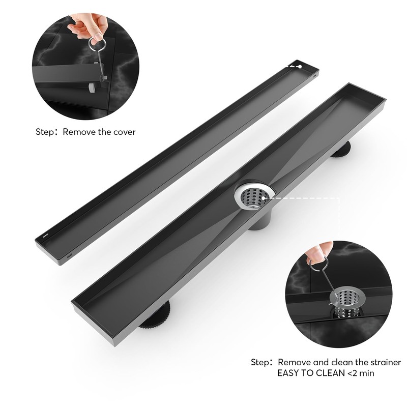 Bmvlffs 36-Inch Linear Shower Drain with Tile Insert Grate, 2-in-1