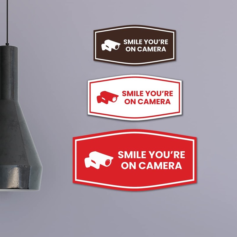 Fancy Smile You're On Camera Sign (White) - Large (2