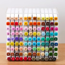 Flytreal Acrylic Marker Organizer for 108 Markers, Large Capacity Alcohol Marker Storage Rack for Desk, Horizontal Pens Pencils Holder Art Organizer with 27 Compartments for Classroom Office