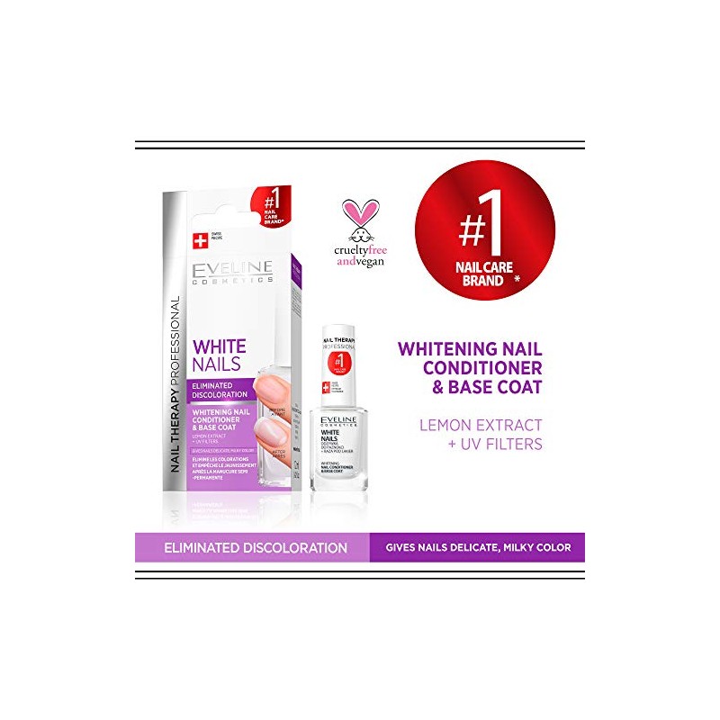 Eveline Cosmetics Esmalte Blanqueador de Unas, 12 ml
