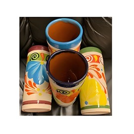 no!no! New 4 Large 7" Mexican Water, Tea, Coffee Jar Mugs Jarritos Vasos Mexicanos