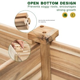 Victory Relax Durable Wooden Planter Box Outdoor – Natural Acacia Wood Raised Bed for Diverse Planting – Elevated Garden Box for Vegetables – Promotes Better Drainage – Sturdy Garden Bed (47x25x10 IN)