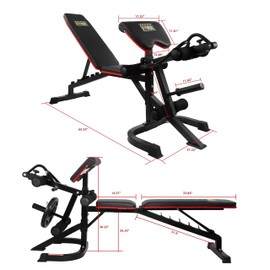Fitvids Adjustable Weight Bench, Workout Bench for Home Gym, Adjustable 6 Position Utility Bench with Leg Extension and Preacher Pad, Leg Extension and Curl Machine