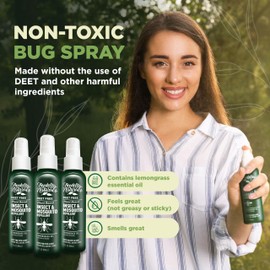Deet-Free Insect & Mosquito Repellent Pack of 3 (2oz) – Nice Smelling Insect Repellent with Lemongrass Oil Safe for Pets and Kids – Bug Spray Against Mosquitoes, Gnats, Black Flies, and No-See-ums