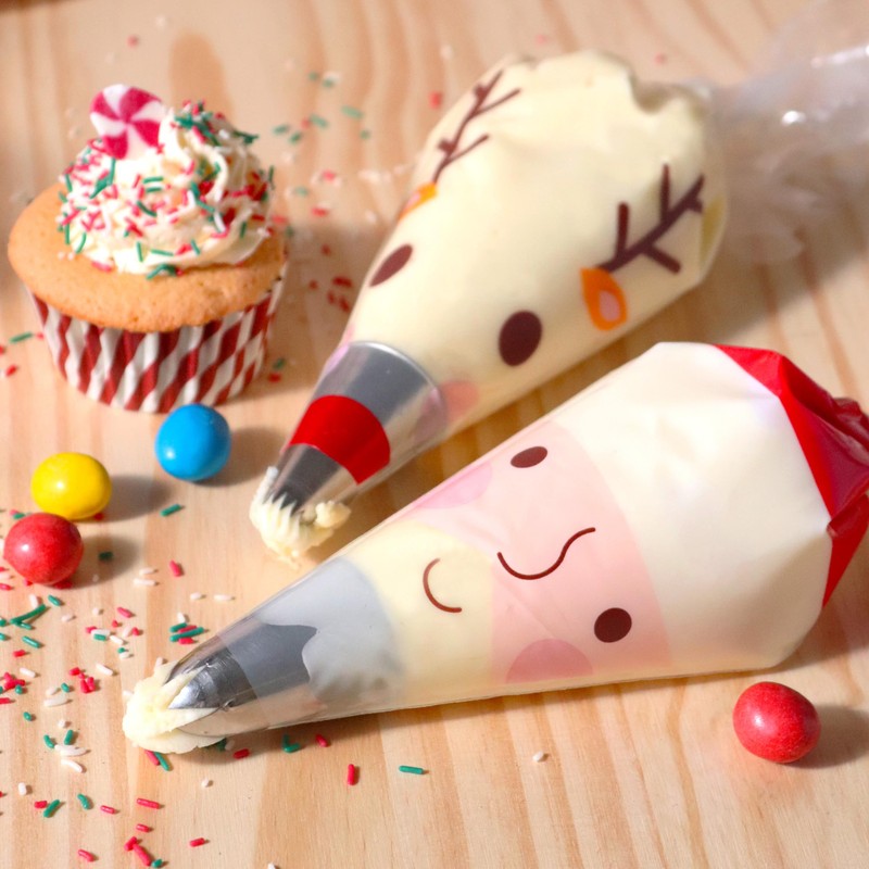 PME CH24IB125 12 Disposable Icing Piping Bags, Christmas Fun, Plastic