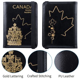 Passport Holder with RFID Blocking, Premium PU Leather Travel Passport Wallet Organizer and Cover, Travel Essentials for Flying (Black)