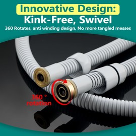 Kink-free Shower Hoses 59" Matte White for Hand Shower Hose Replacement, Flexible Handheld Tube, TRIPHIL Anti-twist Copper Connector Stainless Steel Metal Exterior 59-Inch