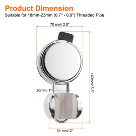 uxcell Shower Head Holder, Suction Cup Shower Head Holder, Handheld Removable Showerhead and Wall Mounted Suction Bracket (L-Shaped, Silver)