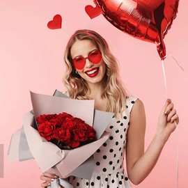Red Heart Sunglasses,Heart Headband,Christmas Valentines Accessories for Women,Heart Shaped Sunglasses,Valentines Heart Hair Accessories,Valentines Day Birthday Easter Party Wedding Accessories