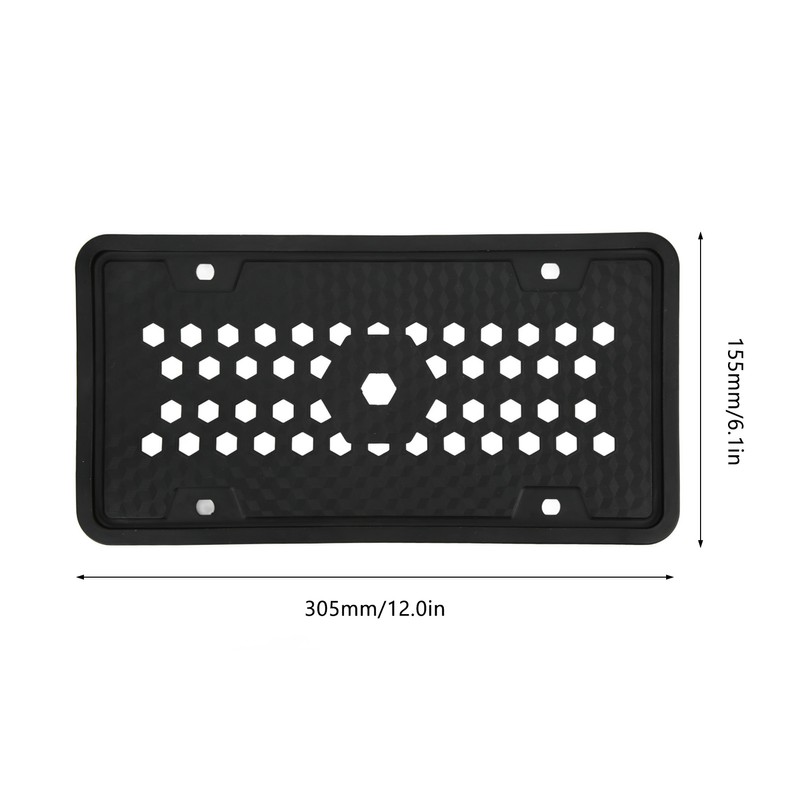2PCS License Plate Protector Silicone Frame Soft Flexible Black 305x155mm
