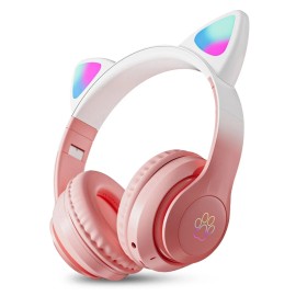 Unbranded Wireless Over-Ear Headset Cat Ear LED Bluetooth Headphones w/ Mic For Kids Girls