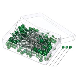 PATIKIL Sewing Pins, 200 Pcs 1.5 Inch Straight Pin with Plastic Pearlized Ball Head for Fabric, Decorative, Jewelry DIY, Craft and Sewing Project, Green