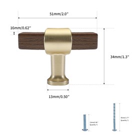 Evionlin （4 Pack Walnut Wooden Drawer Pulls Beech Wood Drawer Handles Wood Hardware for Cabinets Dressers Wood Cabinet knobs Wooden knobs for cabinets and Drawers