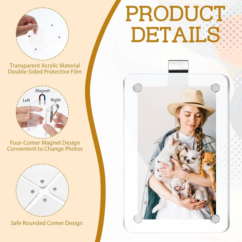 Shoyisenka 2 Pcs Magnetic Car Picture Holder, 2.5x3.6 Inch Acrylic