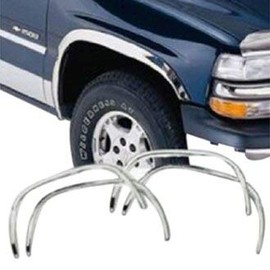 QMI 145023 -Fender Trim Compatible with Chevy Silverado (Full Arch) Mirror Polished Stainless Steel Wide Width Set Of 4