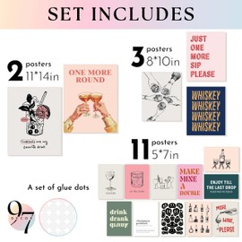 97 Decor Large 11x14 Vintage Cocktail Poster - Large Bar Wall Decor For Bedroom, Cute Bar Cart Decor Aesthetic, Trendy Drink Pictures Retro Bar Cart Prints, Trendy Dorm Decor For College Girls (Unframed)