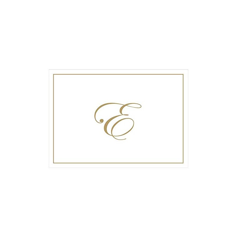 Caspari Gold Embossed Initials Boxed Note Cards in Letter E,