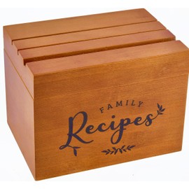 Lumicook Wood Recipe Box – with 120 4x6 inch Cards and 7 Dividers – Eco Friendly Light Brown Bamboo Wood Recipe Holder – Gift for Mom, Women, Wedding, Christmas