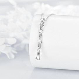 YFN Clarinet Necklace Sterling Silver Music Lover Pendant Musical Instrument Jewelry Gifts for Women Men