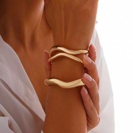 Gold Bangles for Women Non Tarnish Bangle Bracelets Chunky Bangles Bracelets Gold/Silver Bracelet for Women Trendy Jewelry Gifts