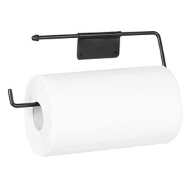 ARSUK Paper Towel Kitchen Roll Tissue Holder Large Dispenser Rack Wall Mounted fits in a Cupboard or Under Cabinet Metal (Black)