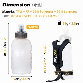 TRIWONDER Handheld Water Bottle Running Water Bottle Hand Straps Sports Hydration Bottle Walking Hiking Hand Held Water Bottle (420ml)