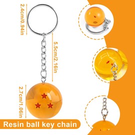 DEZP 1 x anime keyring, 3D dragon ball keyring, dragon ball key ring for children, keychain with cartoon motif, dragon ball, stars, merch (3 stars)