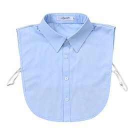 Joyci Men's Fashion OL False Collar Solid Color Lapel Half Shirt Fake Collar (Blue)