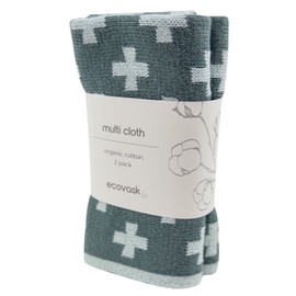 Ecovask Wash Cloth / Multi Cloth 2 Pack Organic Cotton, Sea Foam +