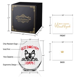 Perfectinsoy Dog Mom Ever Wine Glass with Gift Box, Cute French Bulldog Themed, Dog Lover Gifts for Her, Dog Moms, Grandma, Wife, Sister, Wine Glass Gift for Dog Lovers