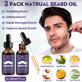 Beard Grooming Kit, Beard Growth Kit w/2 Beard Oil/ Beard Wash/ Beard Balm/ Beard Comb/ Beard Brush/Scissors/Beard Shaper,Storage Bag,Beard Care & Trimming Kit Beard Kit Father's Day Gifts for Men Him