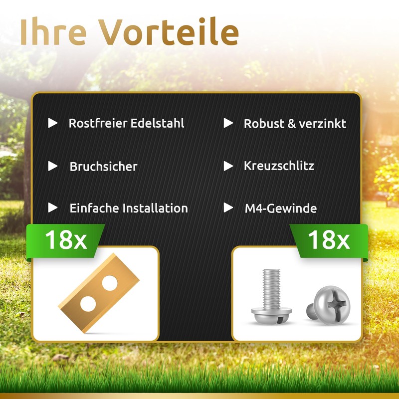 ECENCE 18 High Quality Blades for Robotic Lawnmower Includes Screws