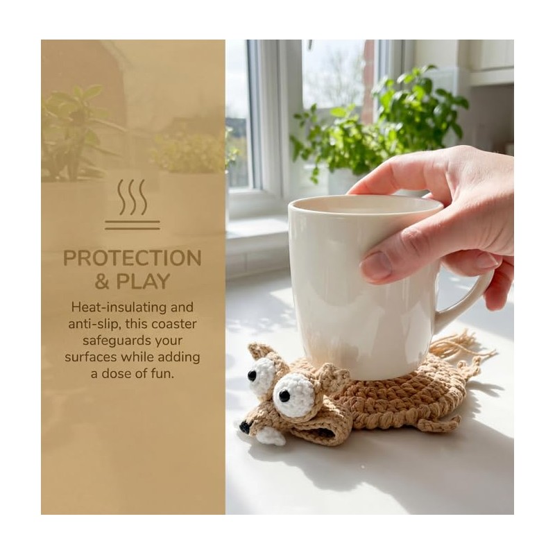 Handmade Crochet Squirrel Coaster