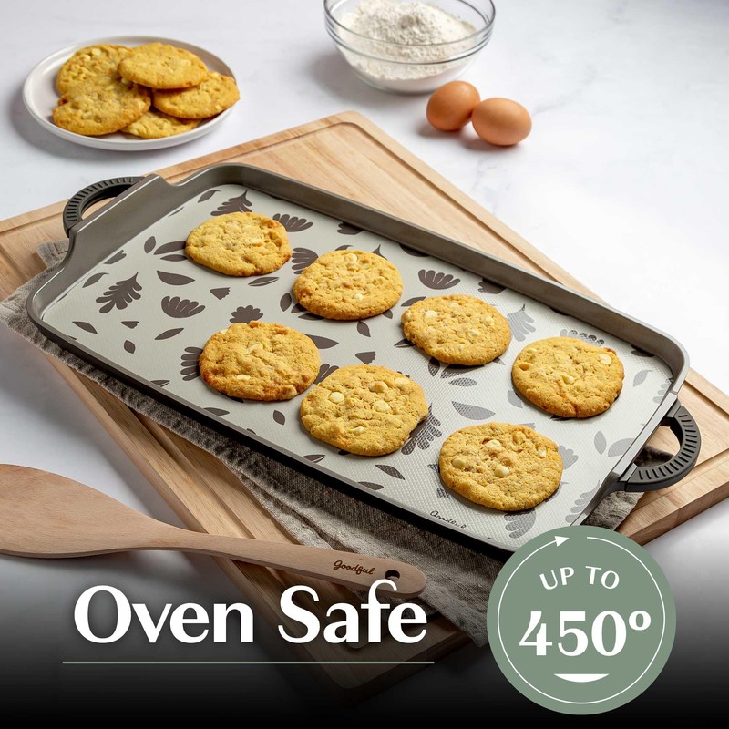 Goodful All-in-One Double Burner Griddle, Ceramic Nonstick, Durable Cast Aluminum,