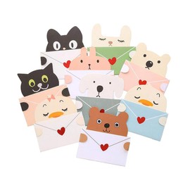 YFFSFDC Animal Message Cards, Set of 9, Animal, Thank You Cards, Mini Letters, Birthday Cards, Thank You, Includes Envelopes, Cats, Dogs, Bears, Rabbits, Chicks, Cute