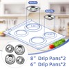 W10196406 and W10196405 Chrome Stove Burner Drip Pan Set for