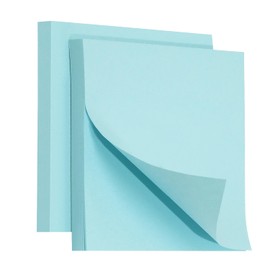 Mini Skater 2 Pack Kraft Paper Sticky Notes 3inch Square Self-Stick Blank Book Tabs Paper Markers Sticky Notes Pad 100 Sheets Index Sticker for Home Office Remark Planner (Light Blue)