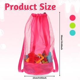 3Pack Large Mesh Beach Bag, Beach Toys Bag, Drawstring Sand Toy Bags for Swimming Beachs Pool, Vacation Essentials for Kids