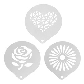 COLLBATH 3pcs Coffee Latte Art Stencils Reusable Molds for Decorating Cappuccinos Cakes and Desserts for Cocoa and Cinnamon Sprinkling