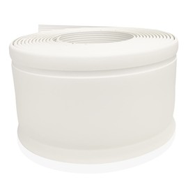 Proflex Modern White Vinyl Wall Base 4-1/4 inch X 80 ft - Wall Base Trim with Super Strong Peel and Stick Adhesive Back - Flexible Self Stick Vinyl Wall Base - Easy Install Vinyl Floor Base with Toe