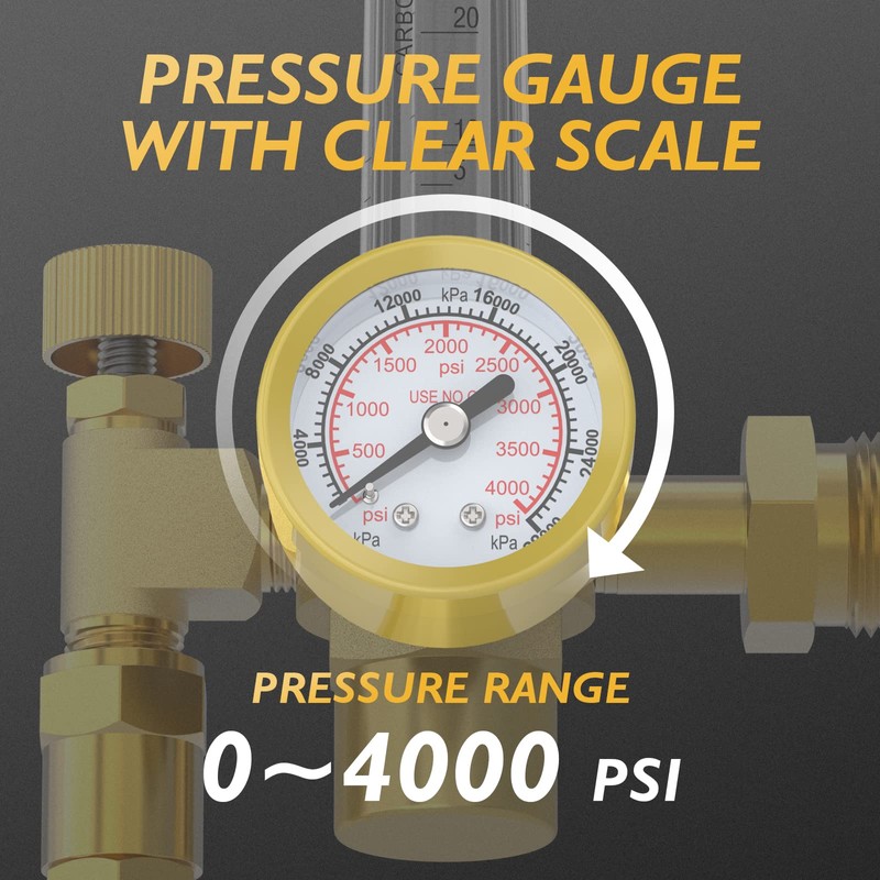 TOOLIOM CO2 Argon Flow Meter Gas Regulator Gauge with Gas
