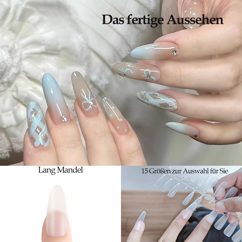 Sun&Beam Nails Artificial Nail Tips, Full Cover Clear Acrylic for