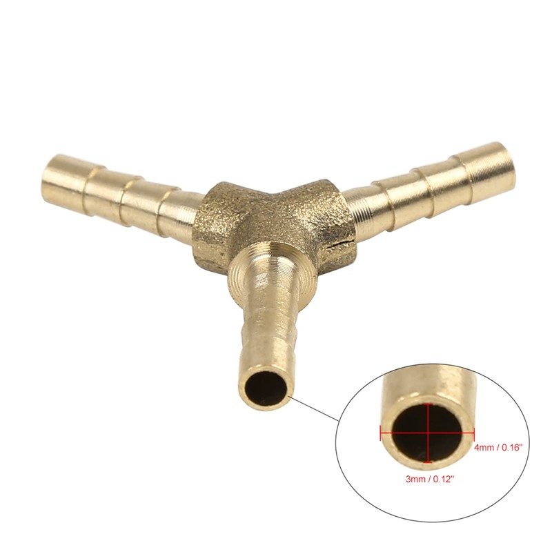 X AUTOHAUX 4mm Brass Hose Barb Fitting Y-Shaped 3 Way
