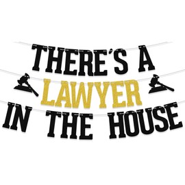SJcysrilla There's a Lawyer in the House Banner Born to Argue Banner for Congrats Lawyer Graduation Party Decorations Supplies Black Glitter