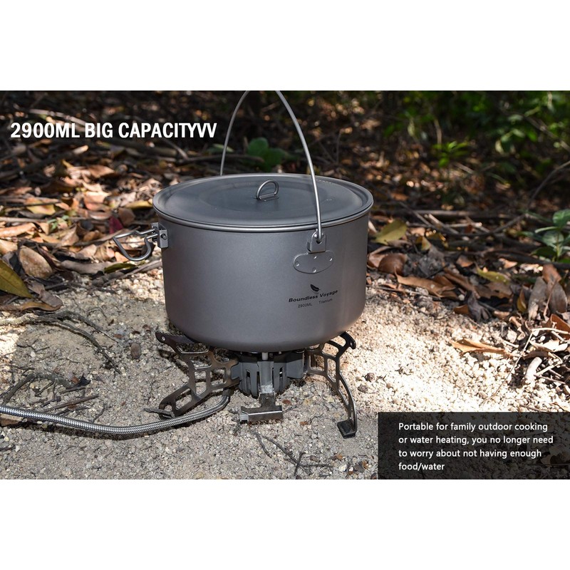 Boundless Voyage 2900 ml Titanium Pot Pan Set with Large