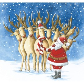 GBCC Charity Christmas Cards Pack of 6 - Charity Christmas Cards 2024 with Santa's Reindeer Artistic Design - Eco-Friendly Xmas Cards Multipack with Envelopes