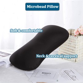 2 Pack Squishy Microbead Neck Pillow, Neck & Cervical Support Bolster Cushion Body Pillow Bone Headrest Bean Bag Pillows for Home Sofa Bed Recliner Sleeping Travel Car (Black + Blue)