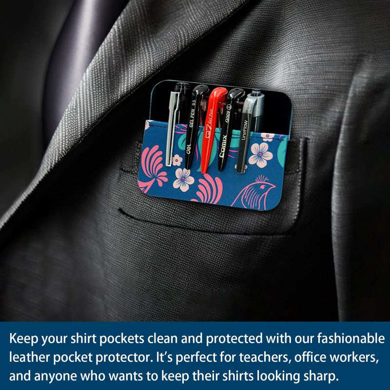 Leather Pocket Protector for Men: 2 Pack Multi Purpose pocket