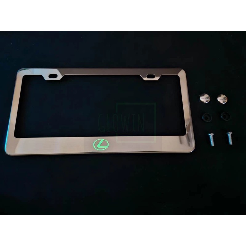 Glowshop Glow Lexus Logo Holographic Chrome Stainless Steel license Frame