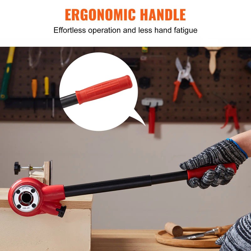 Portable Manual Ratcheting Pipe Threader Kit 1/2\" NPT 3/4\" NPT